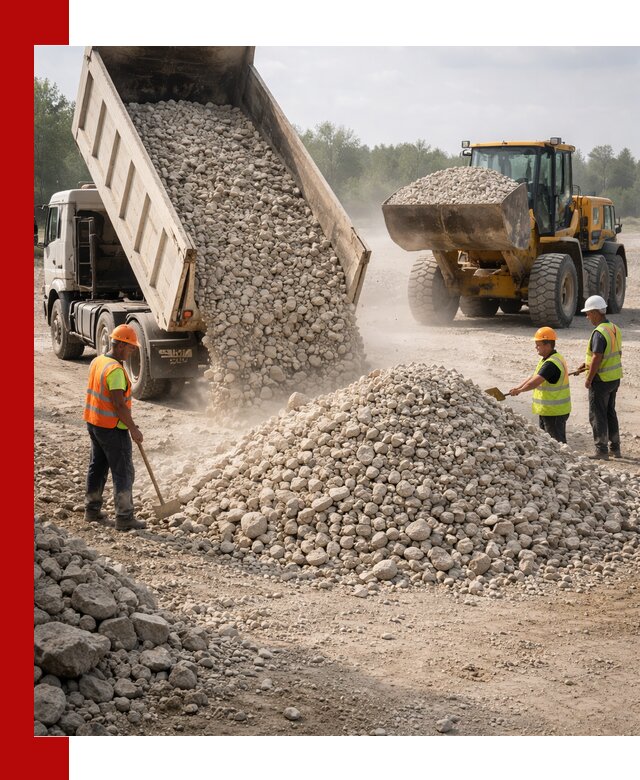 Доставка известнякового щебня фр. 40-70 в Белове