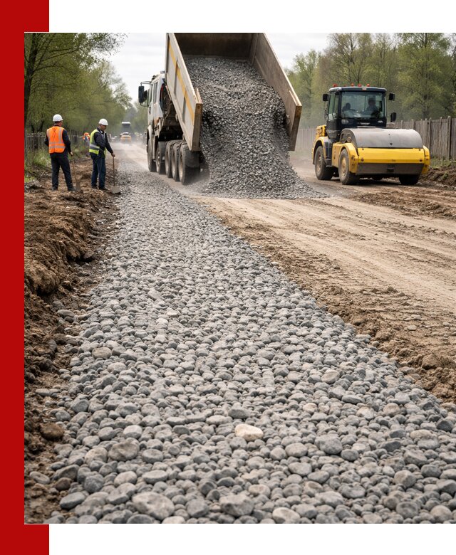 Доставка щебня для отсыпки дорог в Белове высокого качества