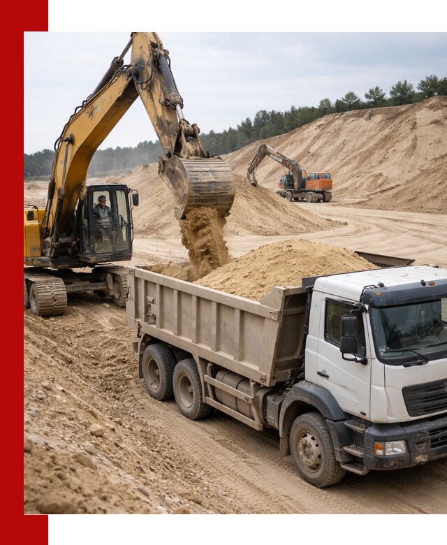 Доставка карьерного песка с самосвалами и разгрузкой в Белове