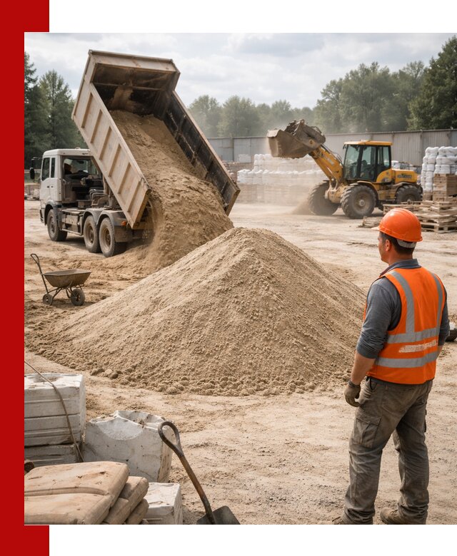 Доставка строительного песка с самосвалом в Белове