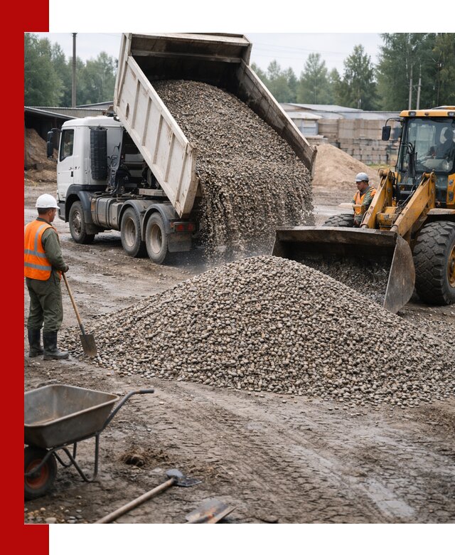 Мытый гравий с доставкой в Белове от карьера до участка