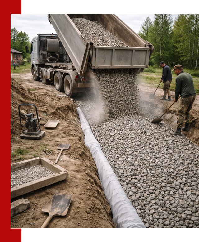 Гравий для дренажа с доставкой в Белове качественный и недорогой