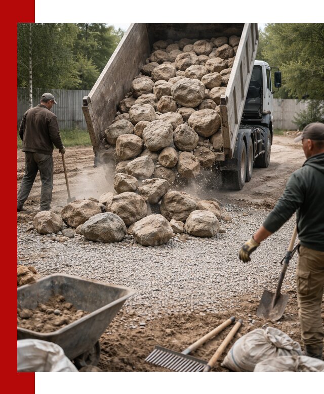 Доставка и укладка булыжника в Белове