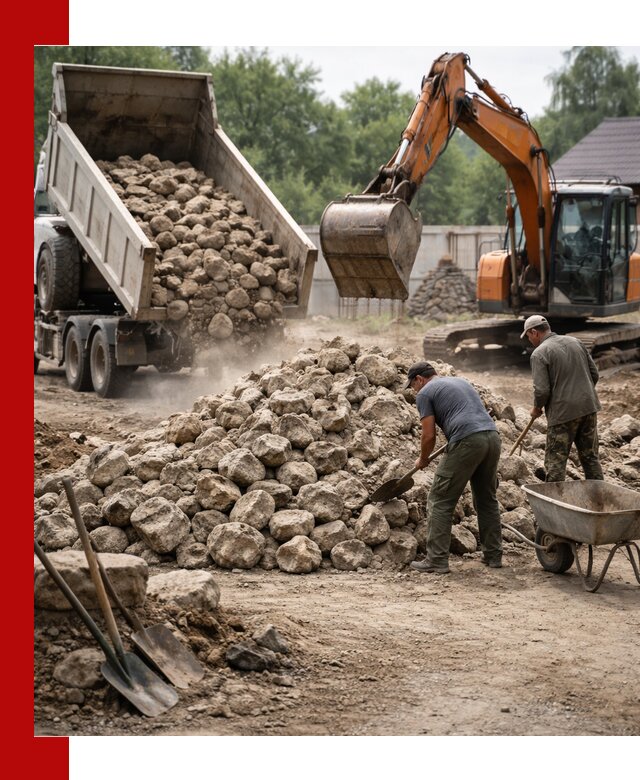 Доставка и разгрузка бутового камня в Белове