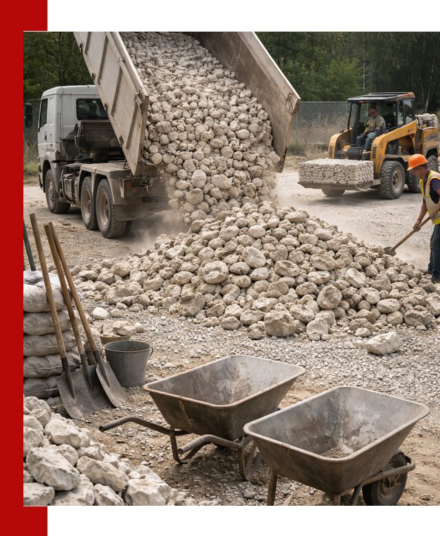 Доставка и продажа бутового известнякового камня в Белове