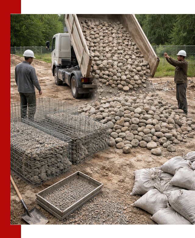 Камень для габионов фракция 70–151 в Белове