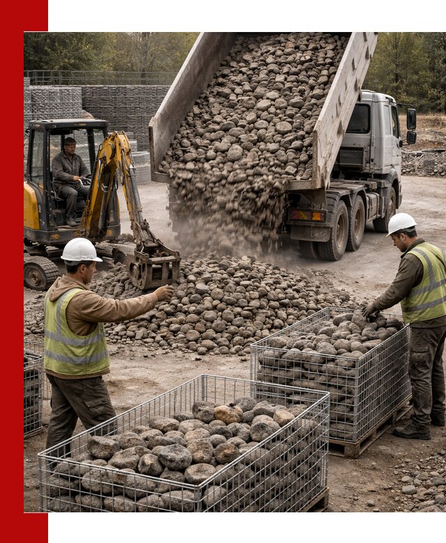 Камень для габионов фракция 100–201 в Белове