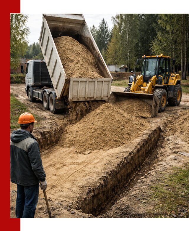 Доставка песчаного грунта в Белове для строительных работ