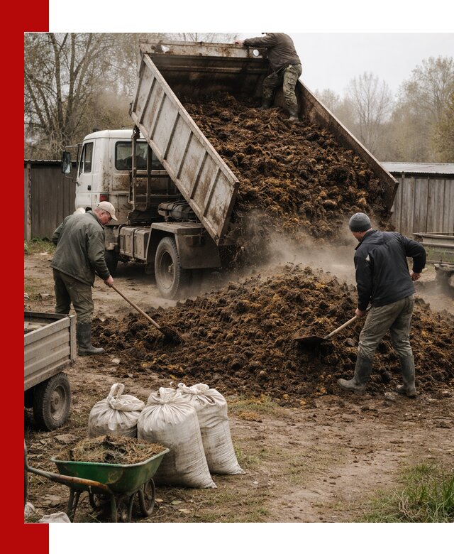 Доставка коровьего навоза самосвалом в Белове