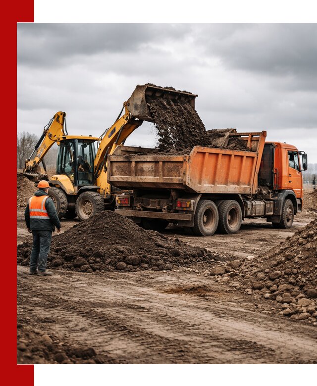 Вывоз грунта и строительного мусора в Белове грузовыми самосвалами